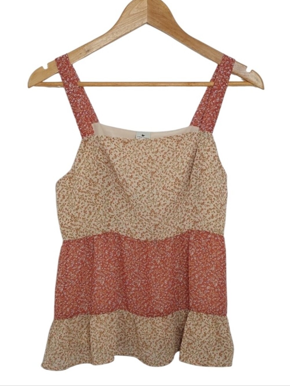 Paper Crane Rust Cream Floral Tiered Camisole Size Small